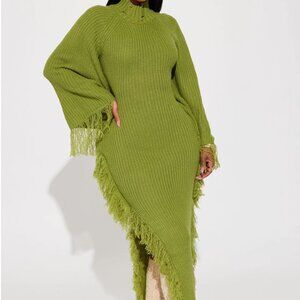 Venae Sweater Maxi Dress - Chartreuse